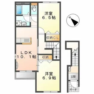 カーサ駒場【201号室】の間取り
