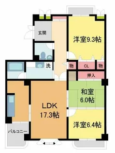 白鷹松下町マンション【503号室】の間取り