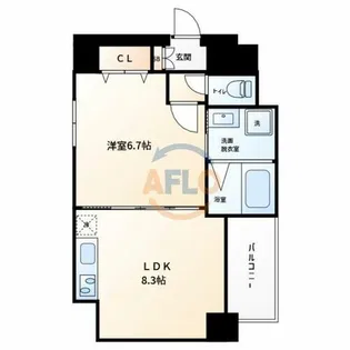 セントロイヤルクラブ谷町【5階】の間取り