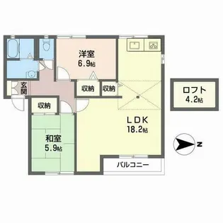 ザックス英賀保【C202号室】の間取り