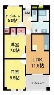フロレアールくれは【407号室】の間取り