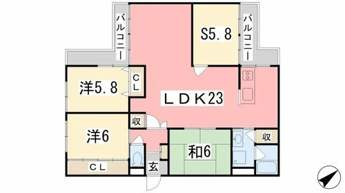 スクエアメゾン姫路城前【205号室】の間取り
