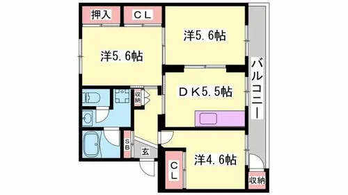 インタービレッジ梅ケ谷【2階】の間取り