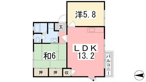 エストピア網干 C棟【203号室】の間取り
