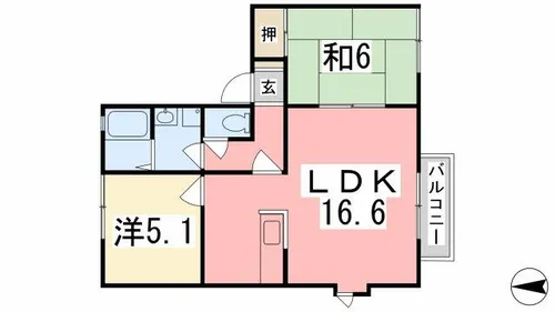 ディアス三木 B棟【203号室】の間取り