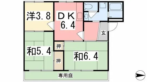 タウニィ津市場【101号室】の間取り