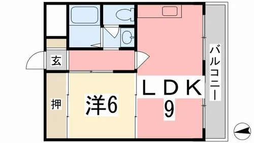 飾磨中村コーポ【C-18号室】の間取り