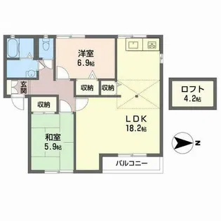 ザックス英賀保【C202号室】の間取り