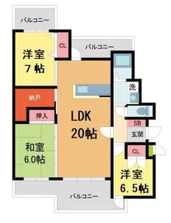 ベルコート夙川 1号棟【201号室】の間取り