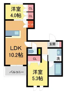 CENTURIO西宮【301号室】の間取り