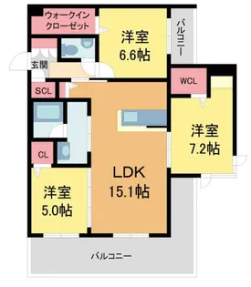 シャーメゾンガーデンズ芦屋翠ヶ丘【213号室】の間取り