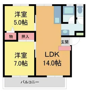 岩園サニーハイツB【4階】の間取り