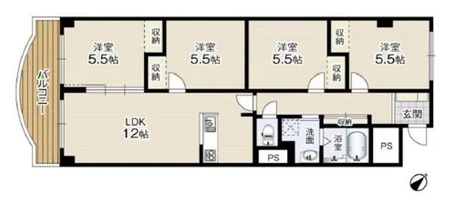 コープ野村高槻【E335号室】の間取り