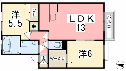 ラフィネ宮前【202号室】の間取り
