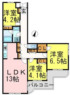 芦屋東パークハイツ【103号室】の間取り