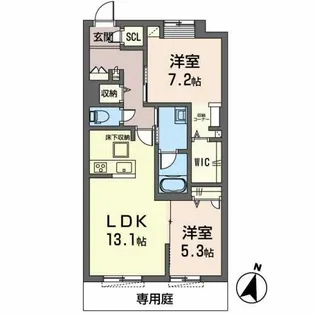 オカバ姫路岡町シャーメゾン【1階】の間取り
