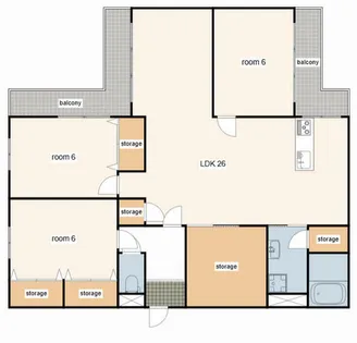 スクエアメゾン姫路城前【205号室】の間取り