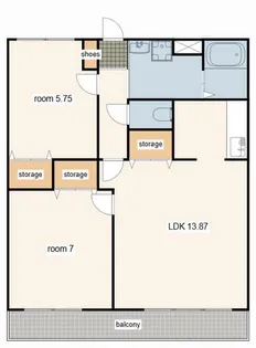 ウエストリバー A・B棟【B102号室】の間取り