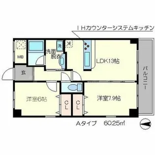 ベリエ茶五【5階】の間取り