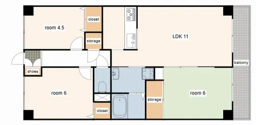 ロイヤルヴィーゼ南新在家【402号室】の間取り