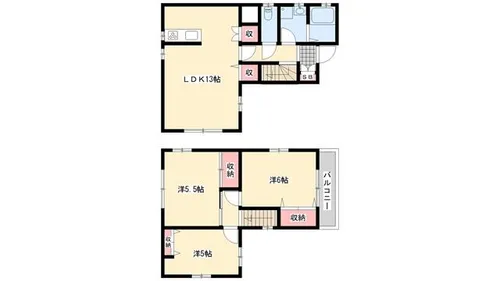 兵庫県姫路市飾磨区西浜町1丁目【一戸建】の間取り