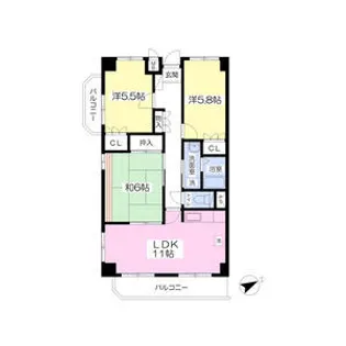 スカイハイツ田寺【301号室】の間取り