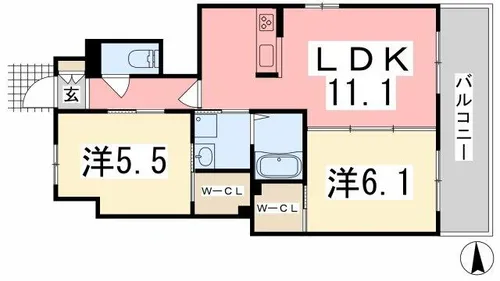 パティオ玉手【1階】の間取り
