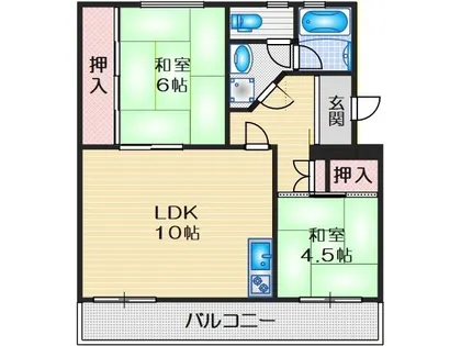 富田団地62棟【504号室】の間取り