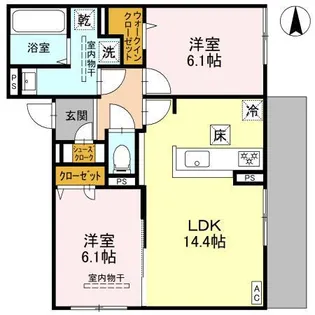 D-residence下田部A棟【105号室】の間取り