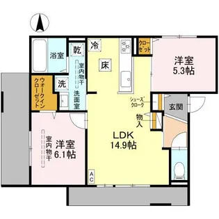D-residence下田部A棟【101号室】の間取り
