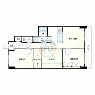 パインコート松屋町【2階】の間取り