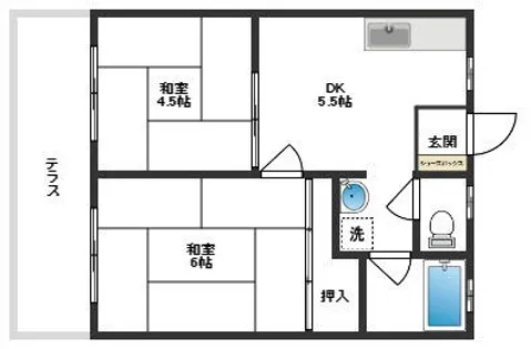 パナハイツ古曽部【1階】の間取り