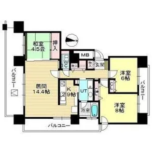 ディーグラフォート琴似メトロポリスビアン・ヴェルデコート【10階】の間取り