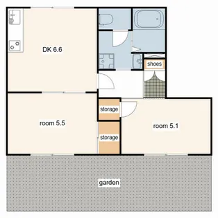 タウニィ上大野 A棟 B棟【B102号室】の間取り