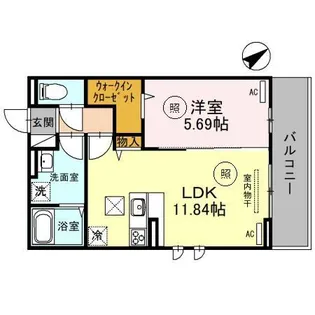 D-Place西飾磨 Blossom【105号室】の間取り