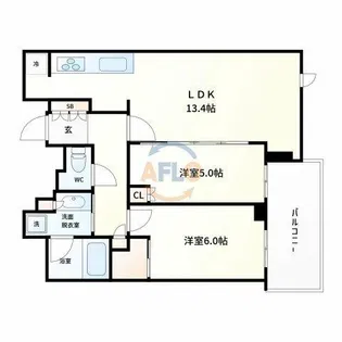 シティタワー大阪本町【14階】の間取り