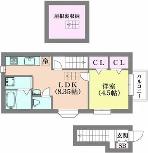 兵庫県神戸市北区鈴蘭台北町2丁目【テラスハウス】の間取り