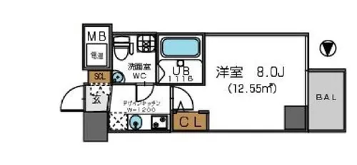 ザ・パーククロス阿波座【2階】の間取り