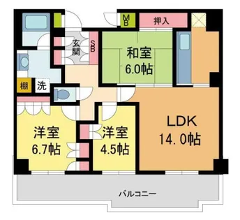 パークハウス猪名川壱番街B棟【811号室】の間取り