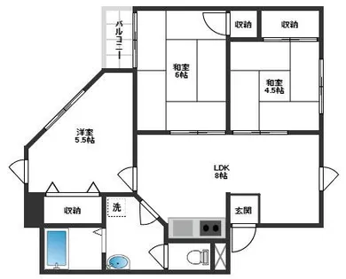 ハピネス栄町【103号室】の間取り