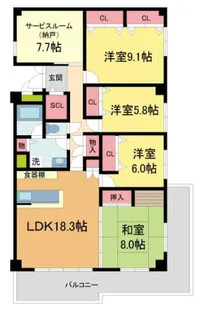 清香マンション【203号室】の間取り