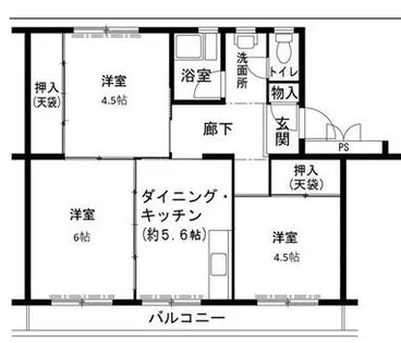 ビレッジハウス志染9号棟【5階】の間取り