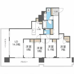 プレミストタワーズ札幌苗穂アクアゲート【6階】の間取り
