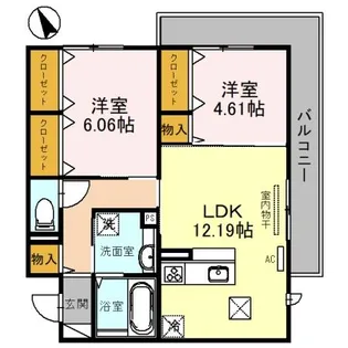 ヴィラ ルーチェ【201号室】の間取り