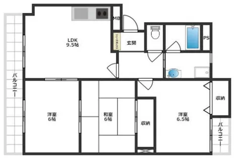 ハイツ高丸【303号室】の間取り