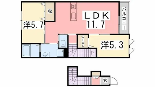 フェリーチェⅡ【202号室】の間取り