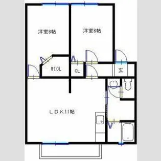 サンハイム下手野A【A101号室】の間取り