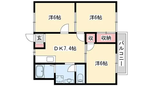 メゾン白国1号・2号【2-101号室】の間取り