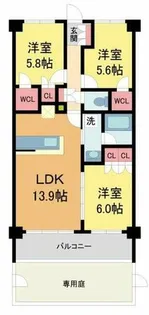 ミレーネ神戸住吉本町【2号室】の間取り