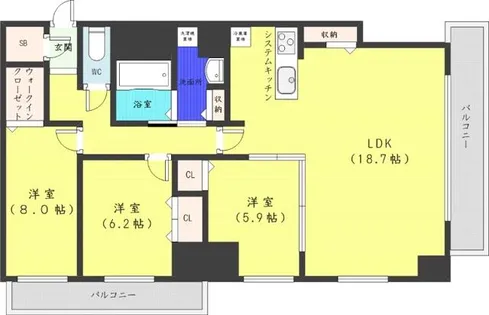 ユニーブル大通アルファスクエア【12階】の間取り